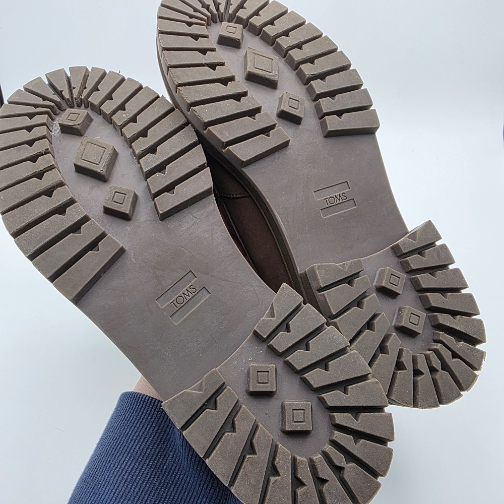 TOMS Cara Platform Chunky Lugged CloudSole Insoles Brown Leather Loafers SZ 8 - Picture 9 of 10